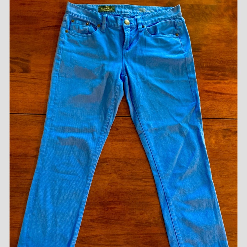 J. Crew Toothpick Skinny Jeans Ankle, Royal Blue, size 27